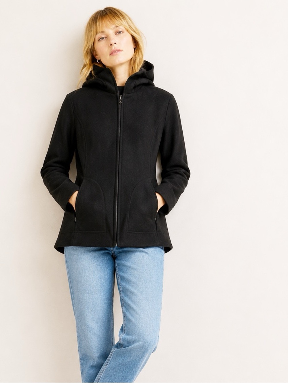 Fleet Street Black Wool Hooded Coat Jacket